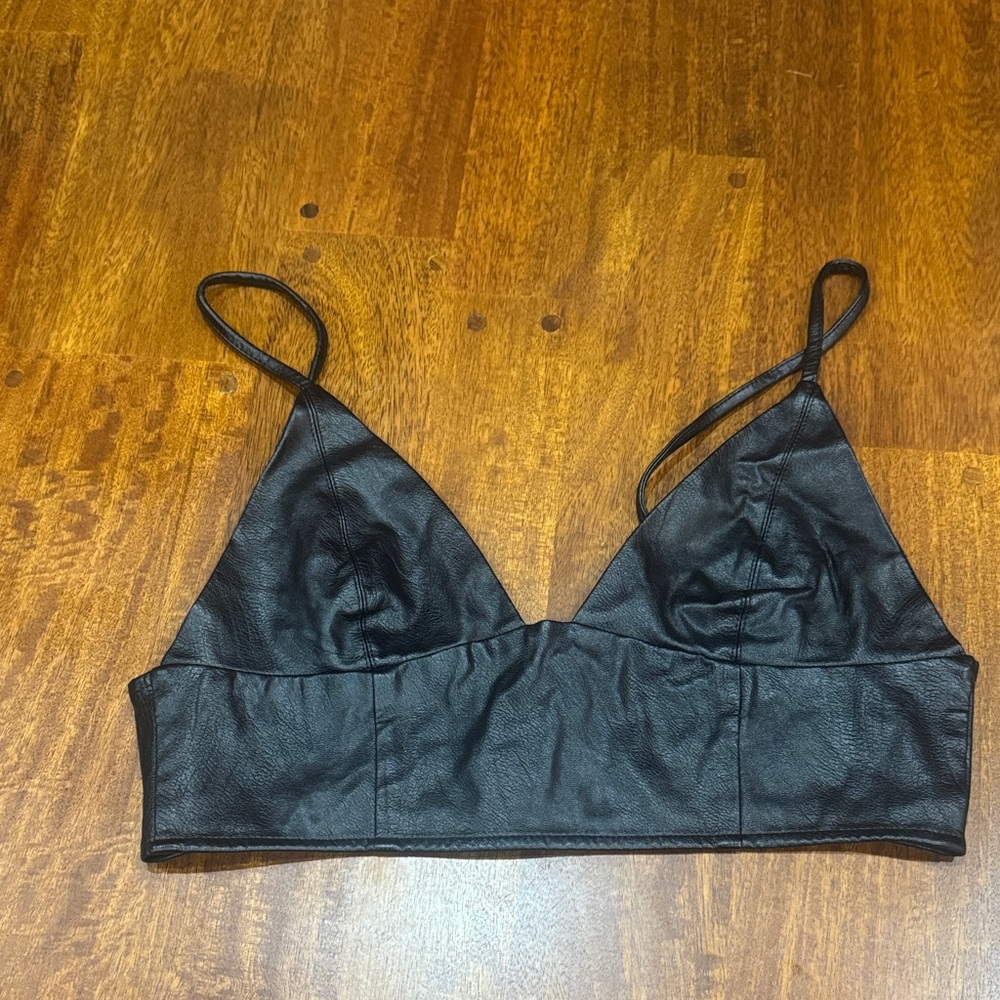 Forever 21 Sexy Faux Leather Type Black Women's Bralette